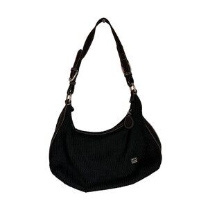 The Sak Black Knit Hobo Shoulder Bag  Silver Accents Purse